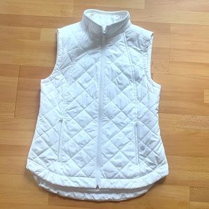 Talbots XS White Quilted Vest Lightweight with Zipper Pockets